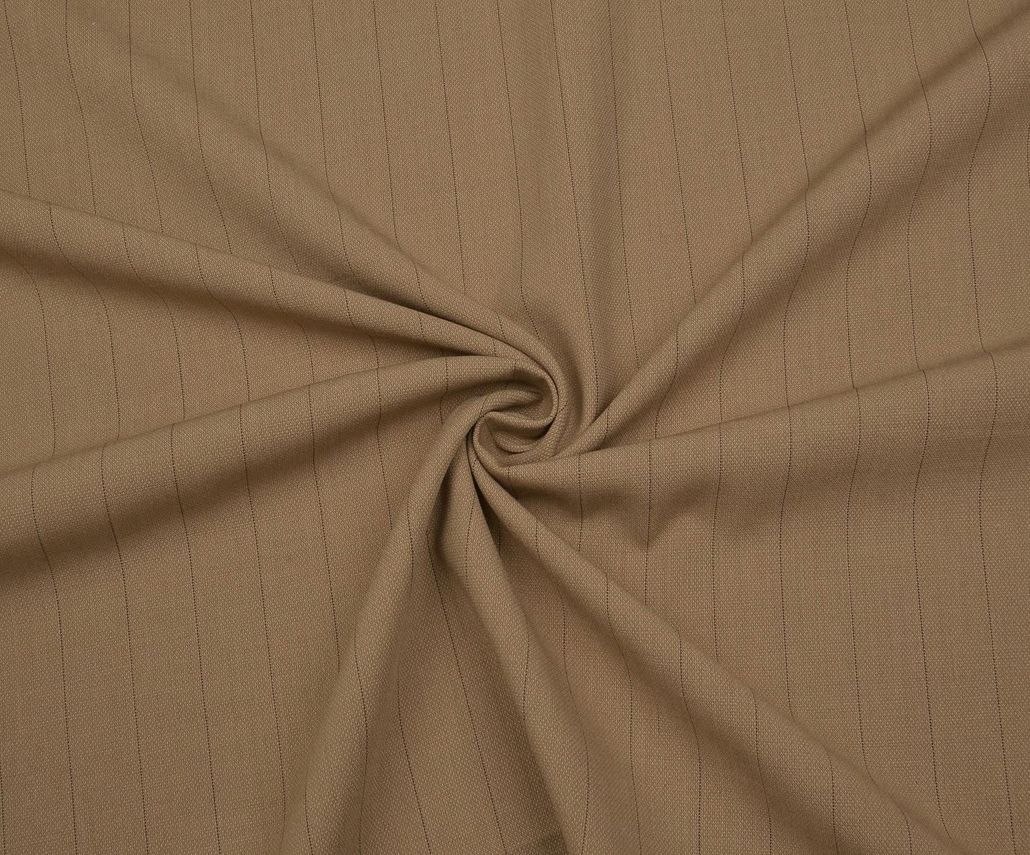 STRETCH STRIPED COTTON FABRIC - BEIGE