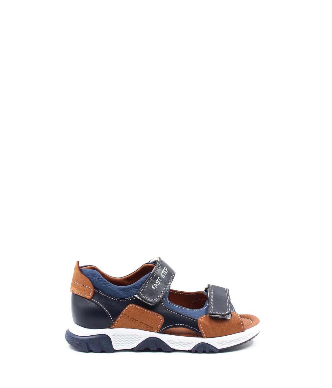 Hakiki Deri Lacivert Taba Unisex Çocuk Klasik Sandalet 006BA009