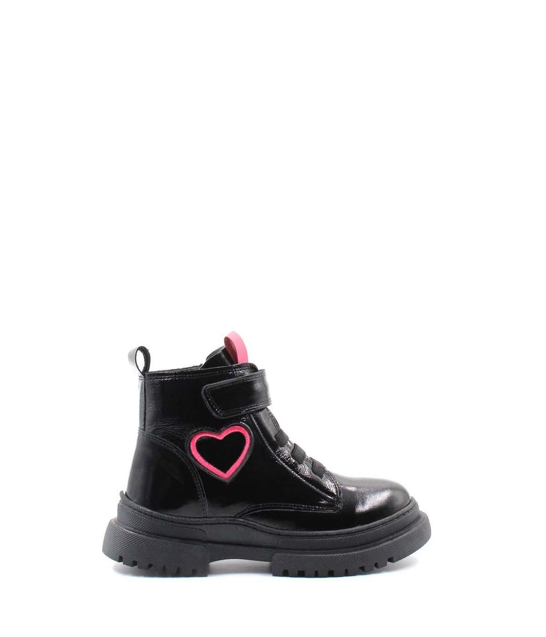 Hakiki Deri Siyah Rugan Pembe Unisex Çocuk Klasik Bot 157SXA2994