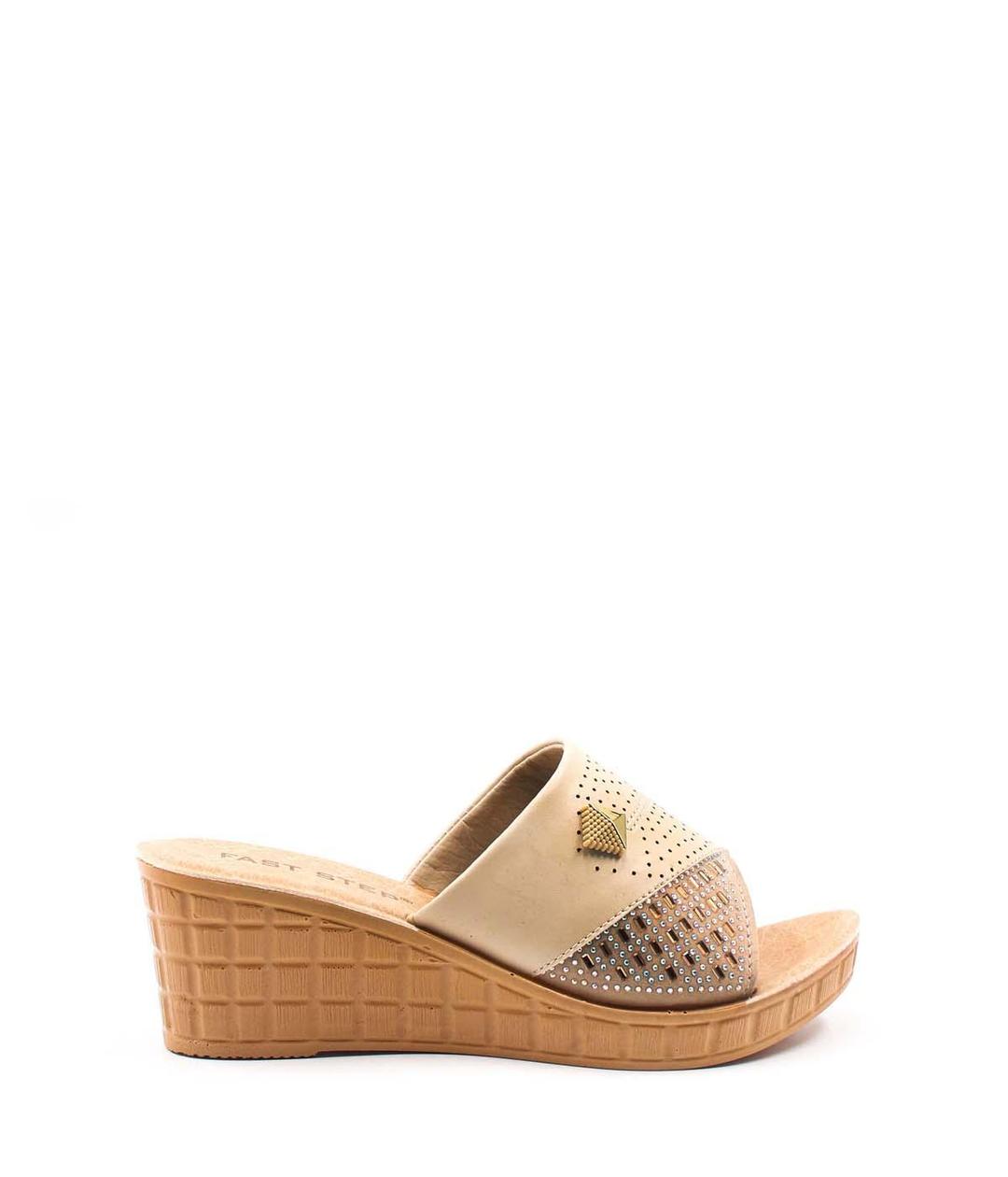 Beige Woman Wedge Heel Slipper 158ZA650