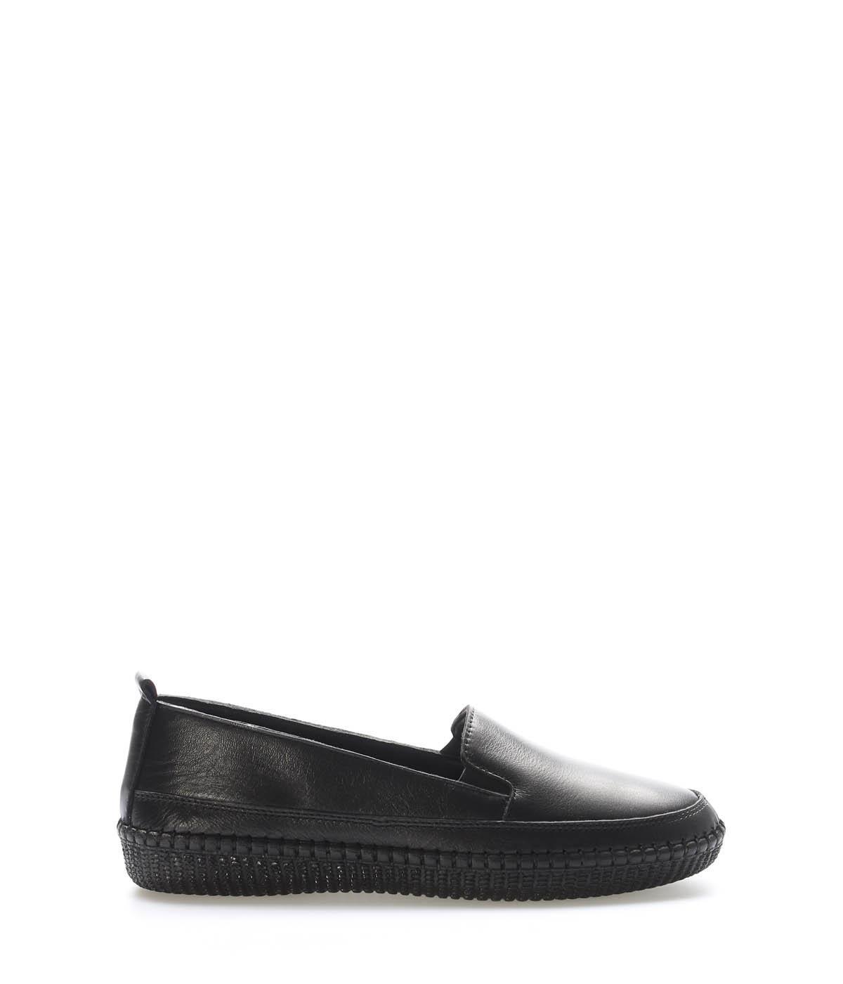 Genuine Leather Black Woman Casual Shoe 164ZA7010