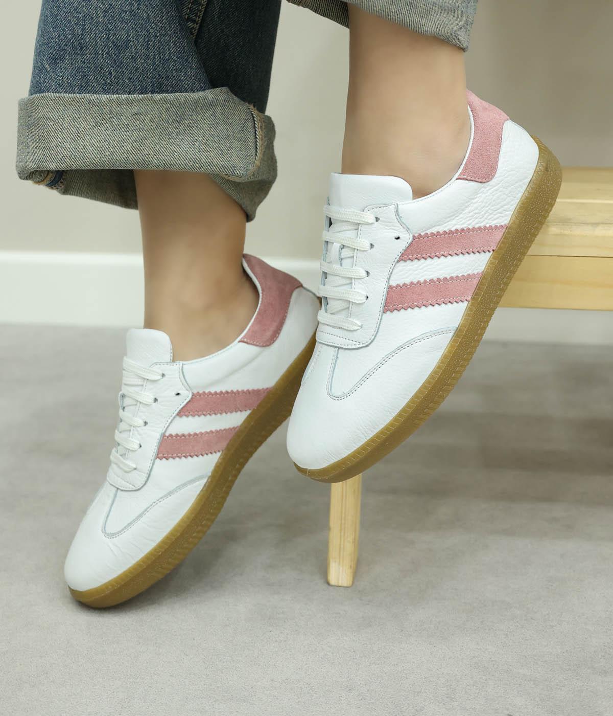 Genuine Leather White Fujy Woman Casual Shoe 182ZA2324