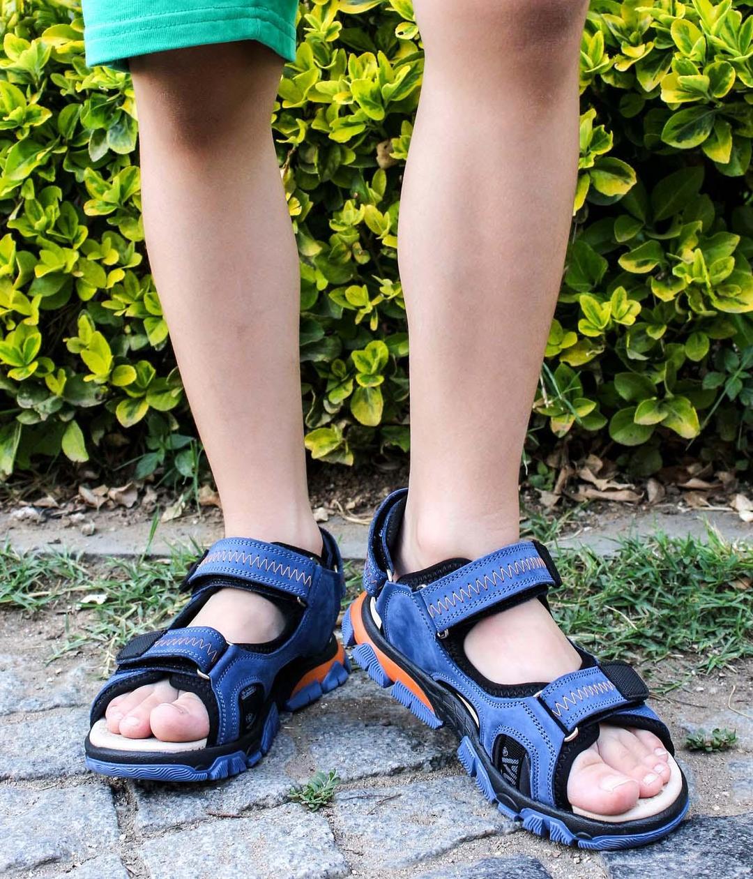 Hakiki Deri Mavi Unisex Çocuk Klasik Sandalet 574XCA1005