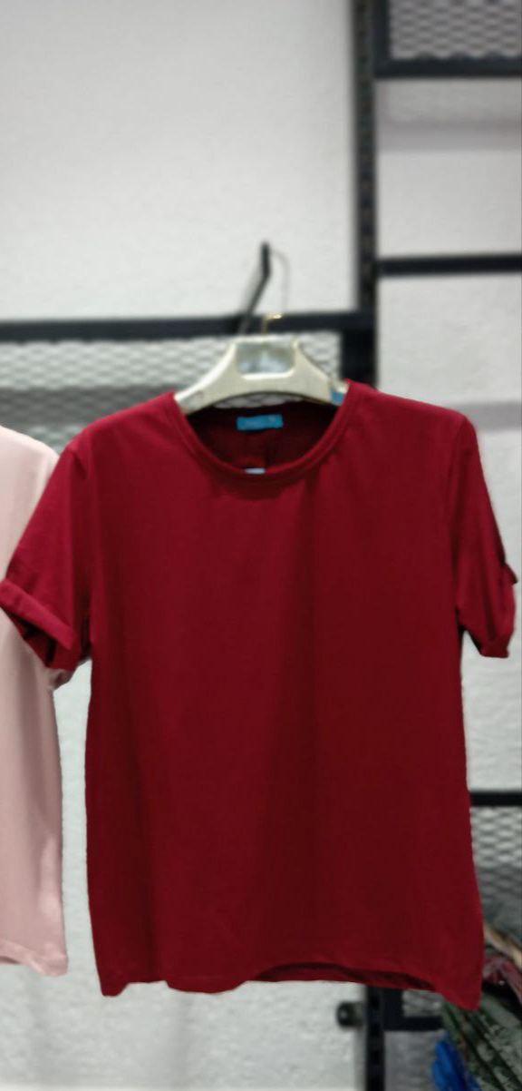 Bordo Renk Kısa Kollu Bisiklet Yaka Basic Tişört
