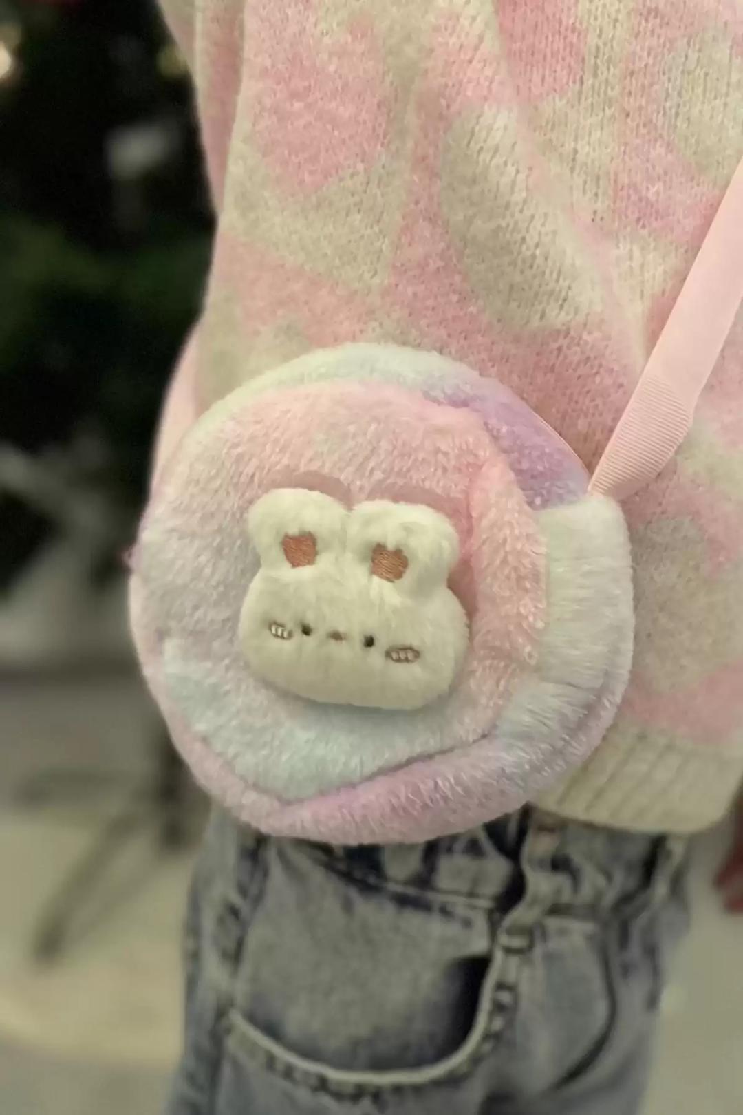 Peluş Tavşan Figürlü Çocuk Omuz Çantası