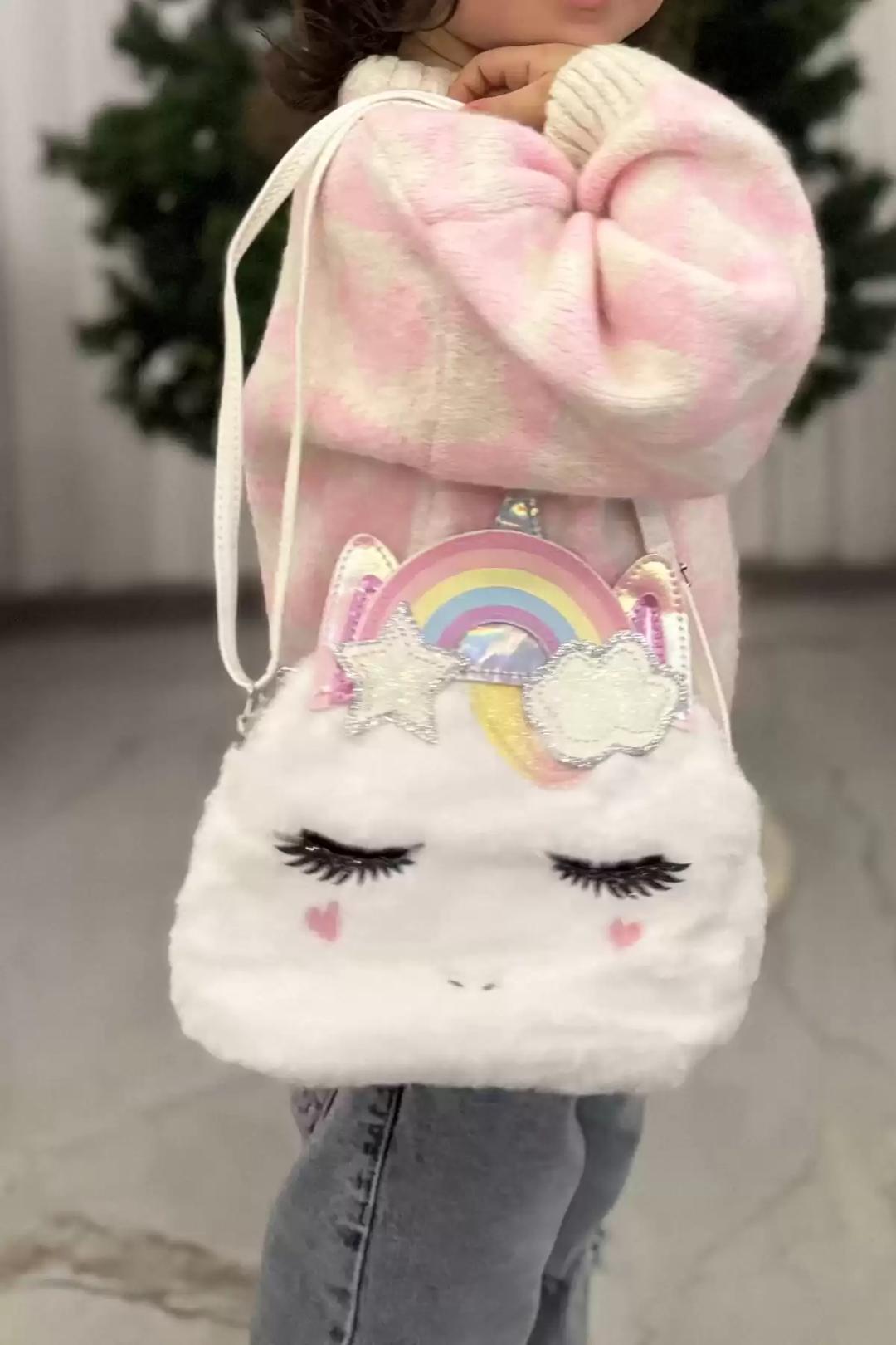 Unicorn Figürlü Peluş Çocuk Çantası