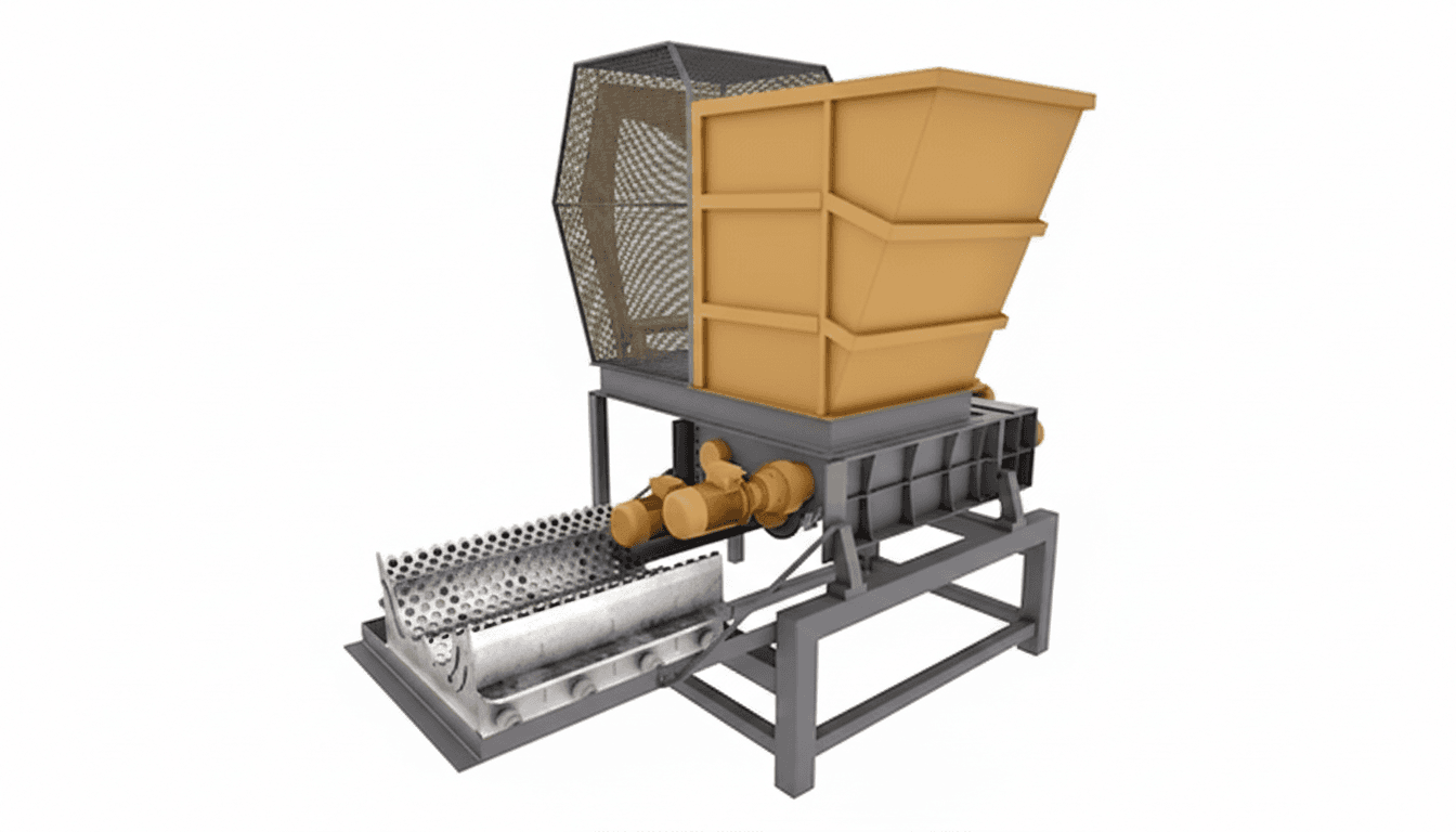 Four Shaft Solid Waste Shredder