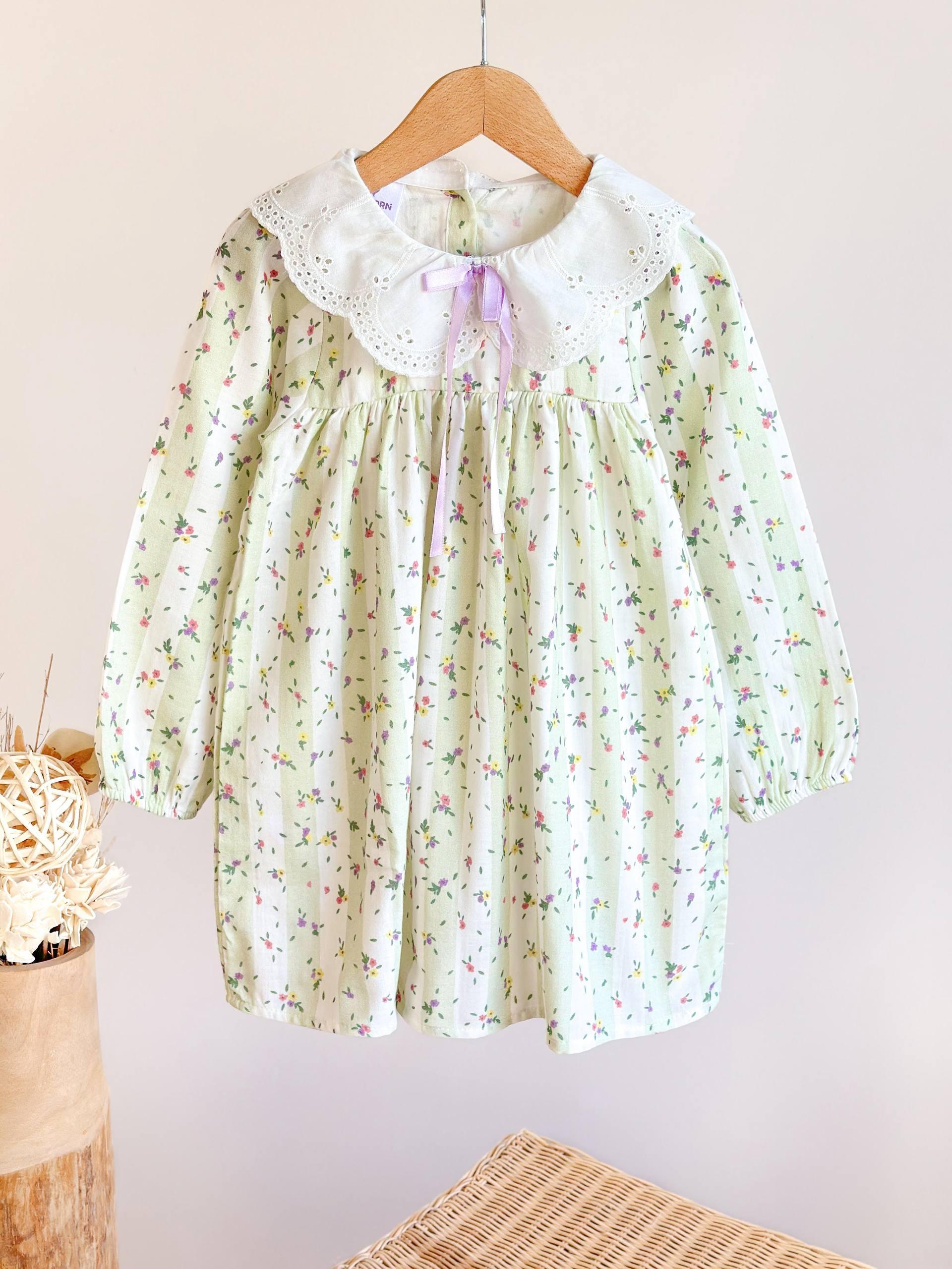 Embroidered Collar Floral Baby Dress