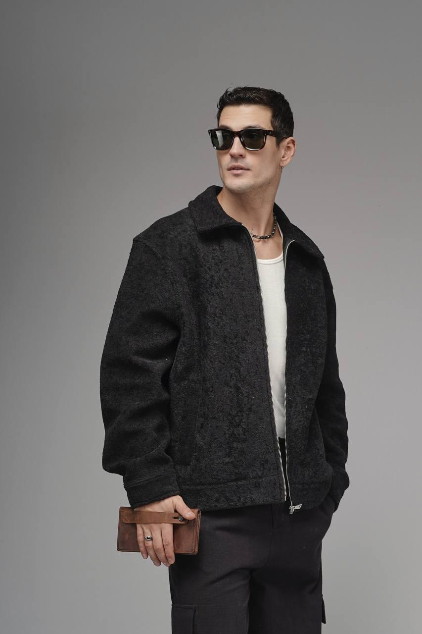 Black Textured Zip-Up Jacket or Black Bouclé/Crincle Textured Zip-Up Jacket