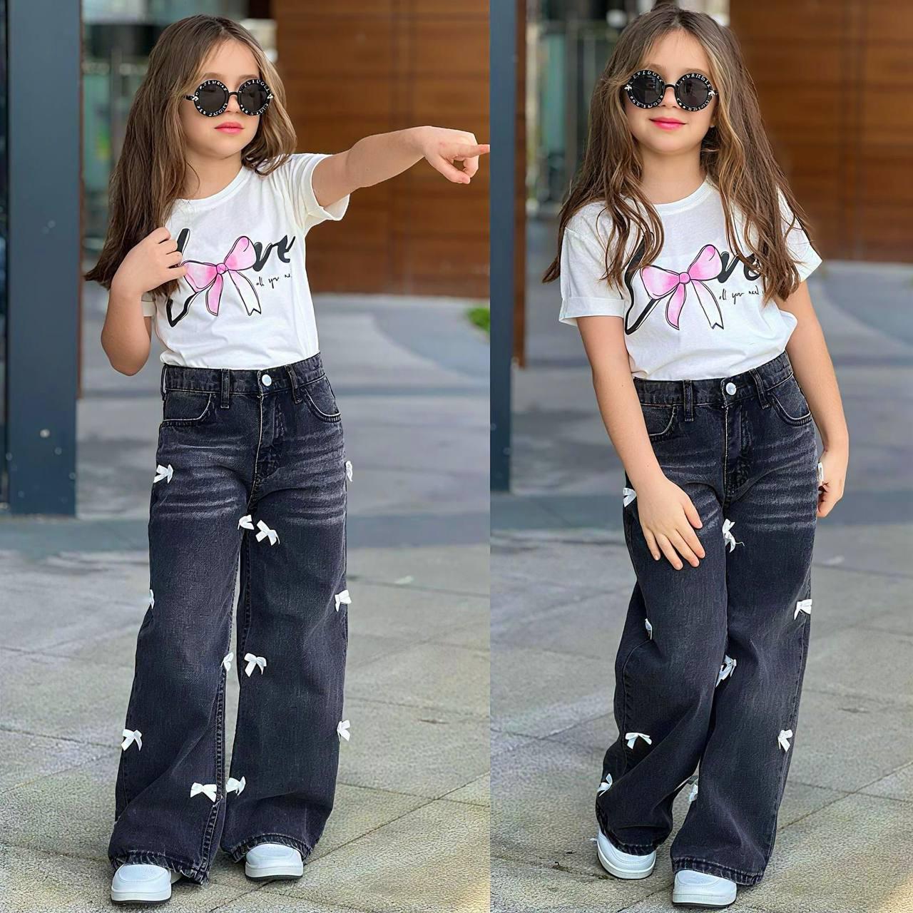 Full of Love and Joy: "LOVE" Printed Ribbon Girl's Outfit