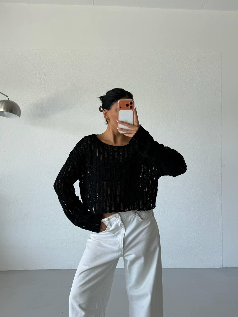 Bohemian Cutout Knit Blouse